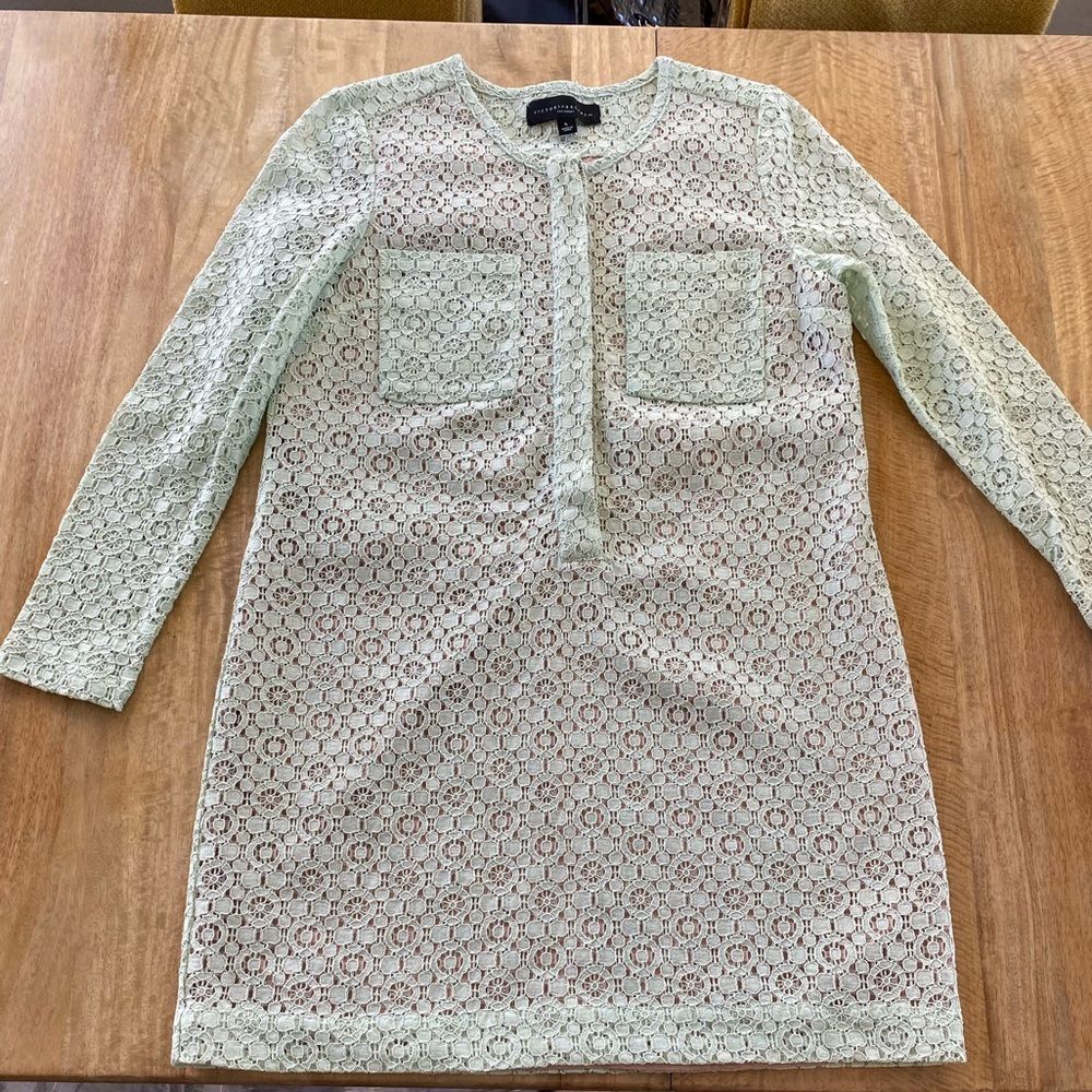 Victoria Beckham Mint Green Lace Long Sleeve Dress large nwot - Picture 4 of 15